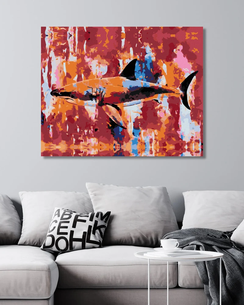 Diamond painting - HAI AUF ABSTRAKTEM HINTERGRUND
