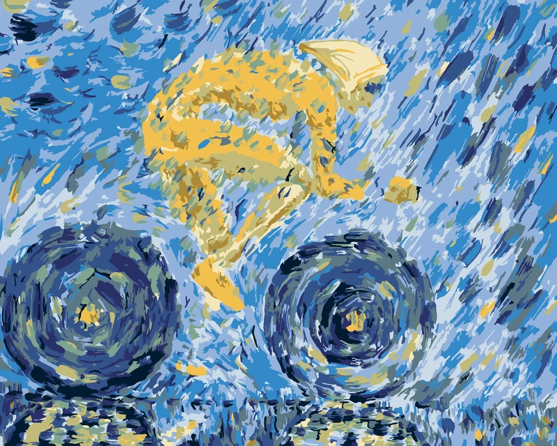 Diamond painting - GELBER RADFAHRER AUF BLAUEM HINTERGRUND