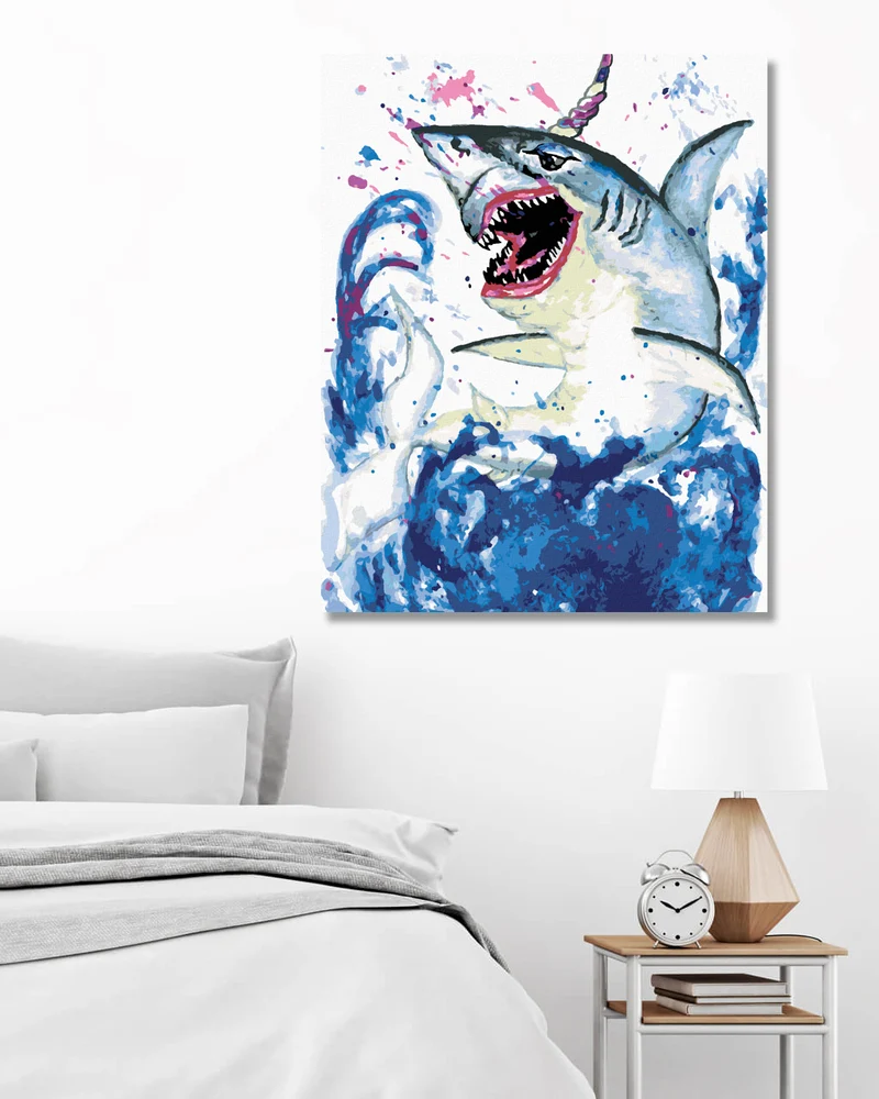 Diamond painting - VON HAIFISCH ZU EINHORN