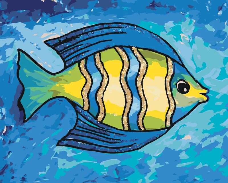 Diamond painting - GELB-BLAUER FISCH