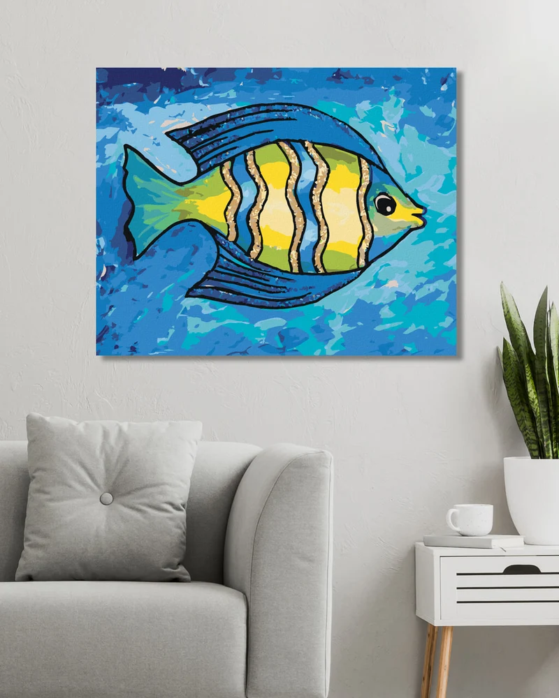 Diamond painting - GELB-BLAUER FISCH