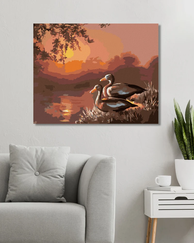 Diamond painting - ENTEN AM SEE UND SONNENUNTERGANG (D. RUSTY RUST)
