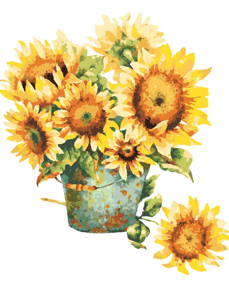 Diamond painting - EIMER MIT SONNENBLUMEN