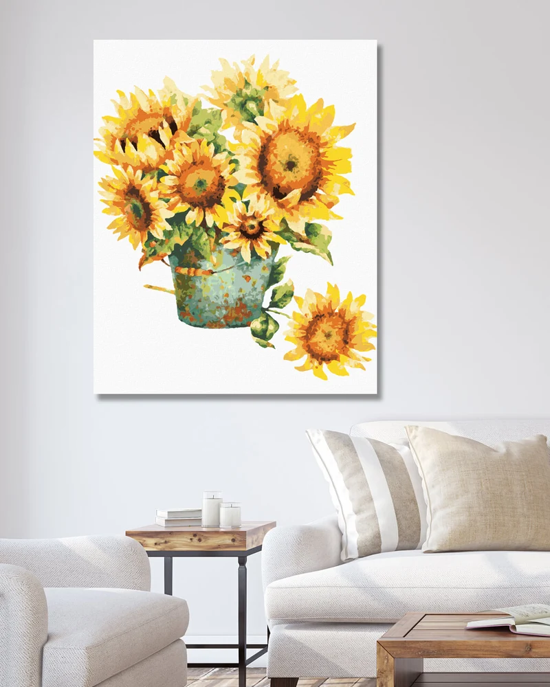 Diamond painting - EIMER MIT SONNENBLUMEN