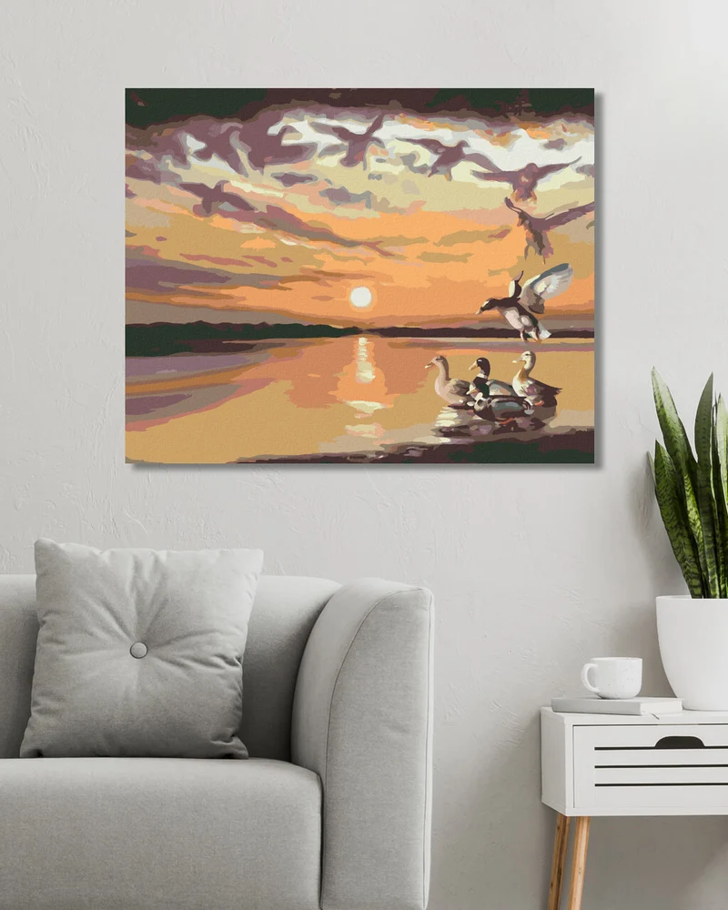Diamond painting - ENTEN, WOLKEN UND SONNENUNTERGANG (D. RUSTY RUST)