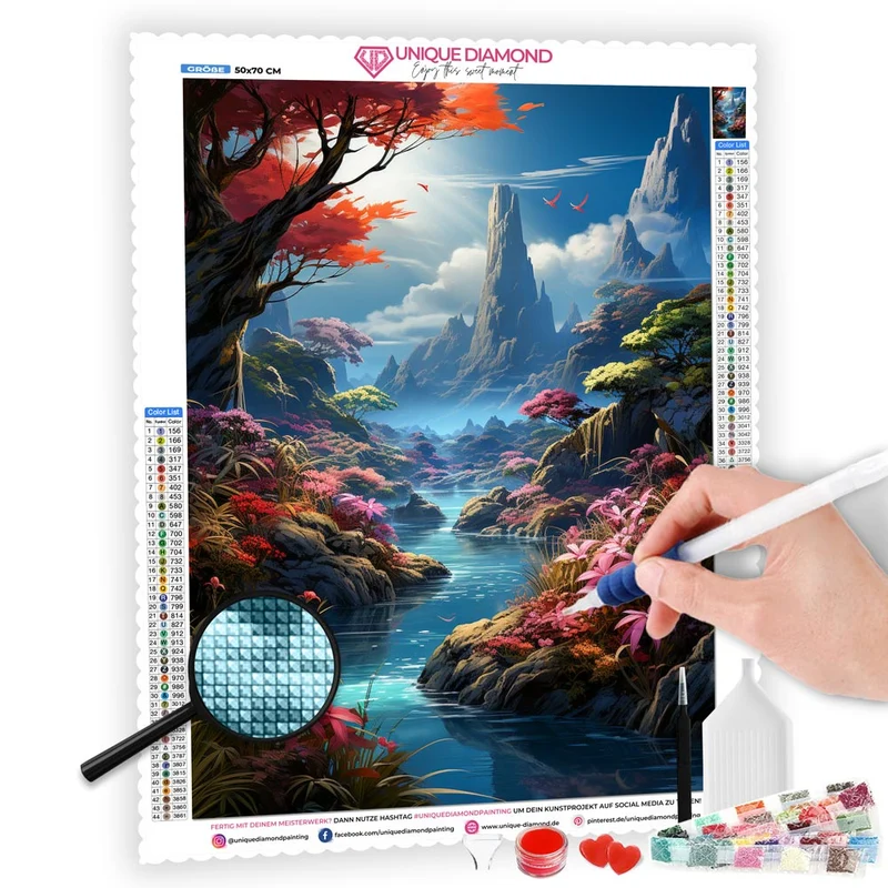 5D Diamond Painting – Fluss Landschaft