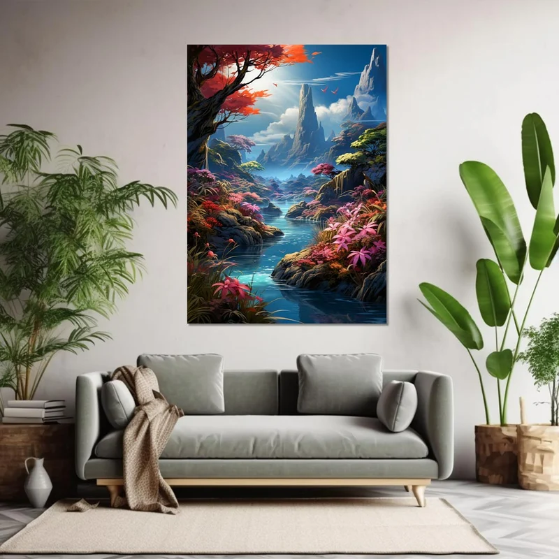 5D Diamond Painting – Fluss Landschaft