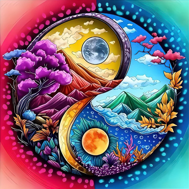 5D Diamond Painting – Yin und Yang Landschaft