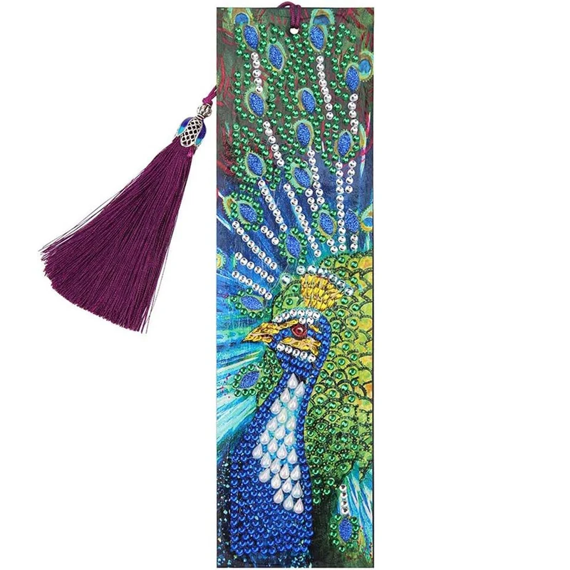 Diamond Painting Lesezeichen Pfau