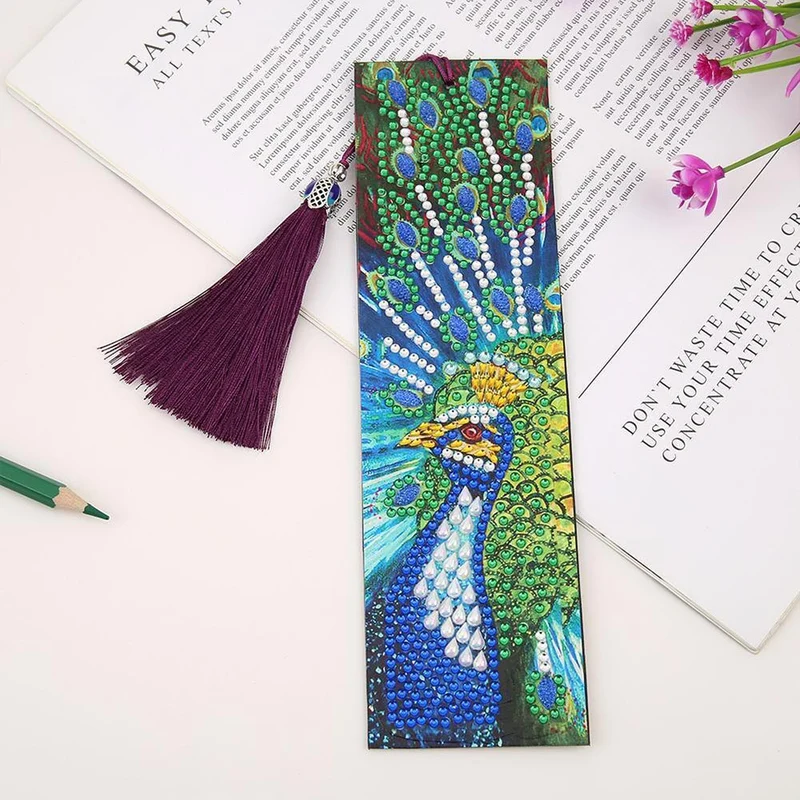 Diamond Painting Lesezeichen Pfau