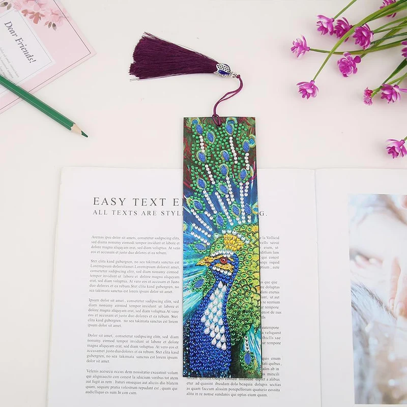 Diamond Painting Lesezeichen Pfau