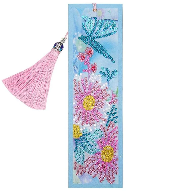 Diamond Painting Lesezeichen Blume mit Schmetterling
