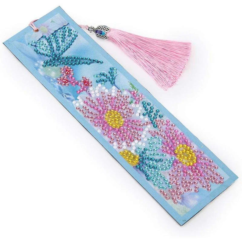 Diamond Painting Lesezeichen Blume mit Schmetterling