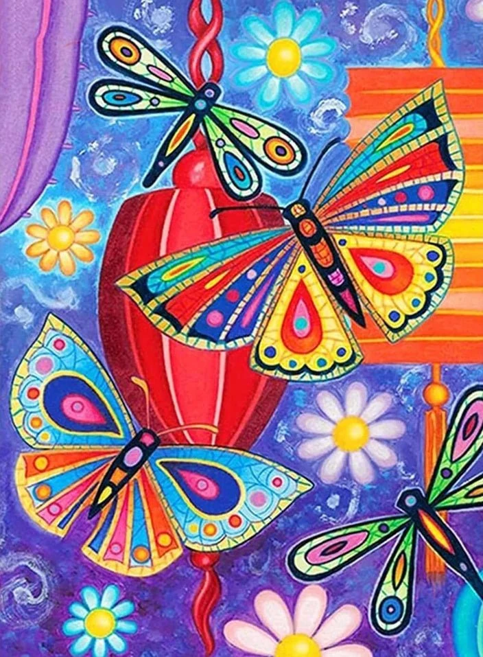 Libellen und Schmetterlinge - Voll AB 5D DIY Diamond Painting