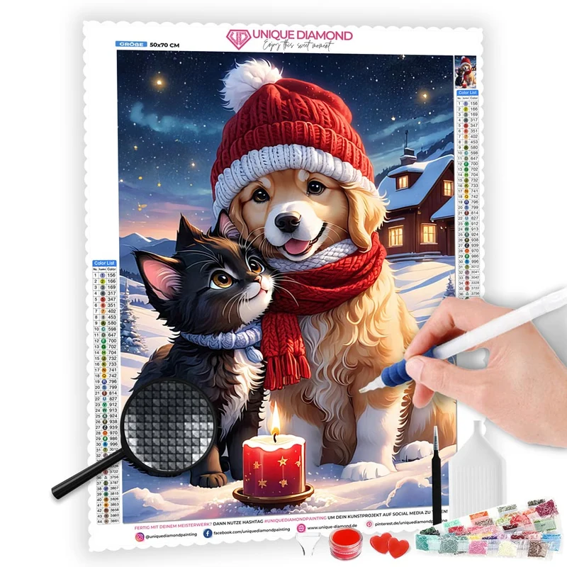 5D Diamond Painting – Dog And Cat At Christmas