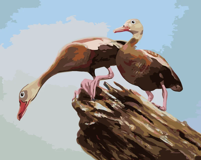 Diamond painting - ENTEN AUF EINEM BAUMSTAMM (D. RUSTY RUST)