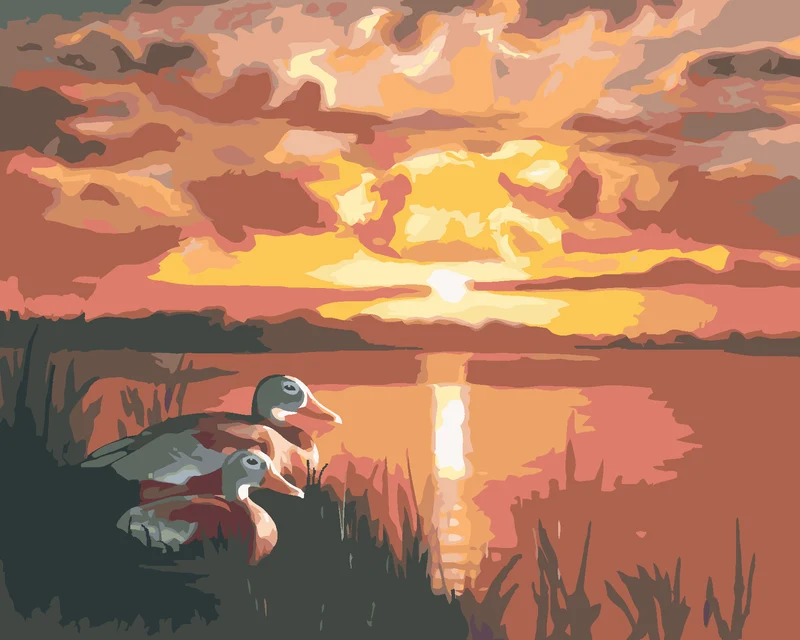 Diamond painting - ENTEN UND SONNENUNTERGANG (D. RUSTY RUST)