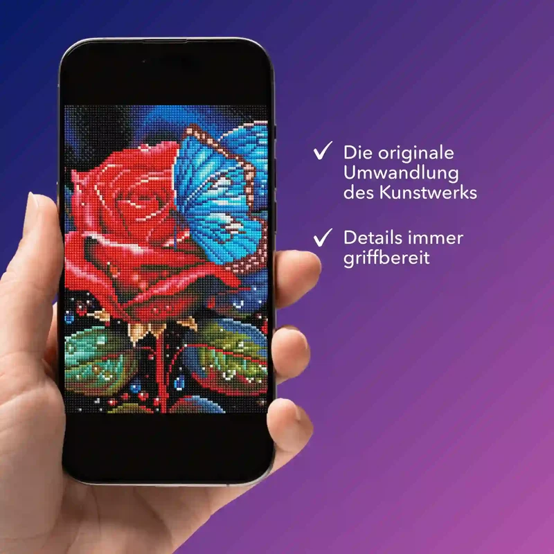 Digitale Bildmappe - Rote Rose trifft blauen Schmetterling