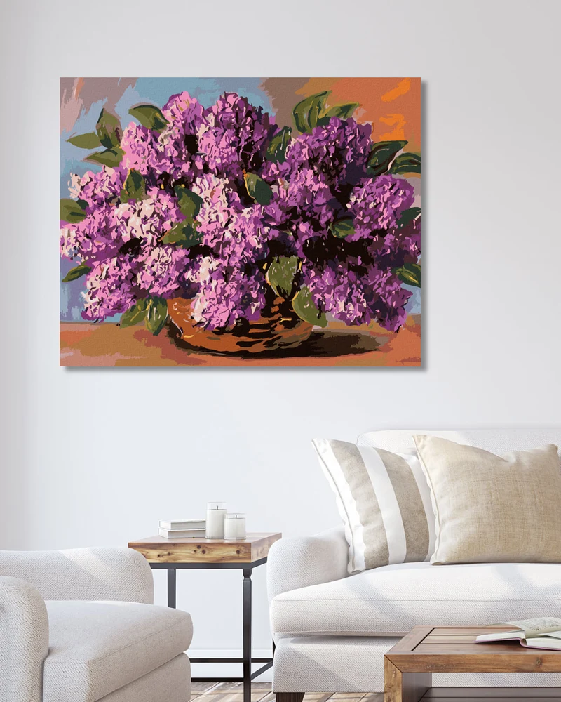 Diamond painting - FLIEDERSTRAUSS IM WEIDENKORB