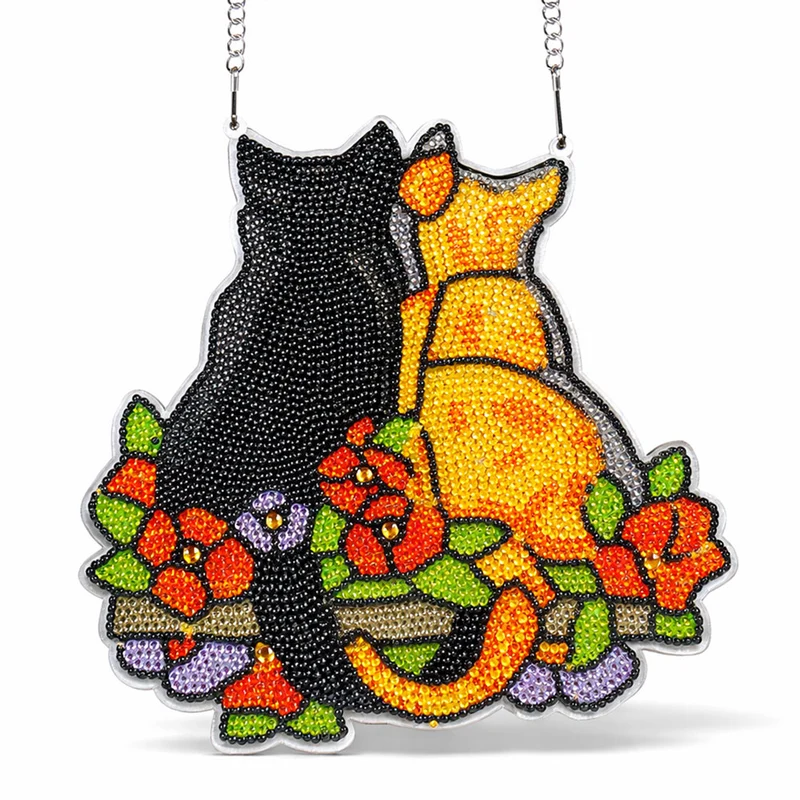 5D Diamond Painting Türanhänger 2 Katzen
