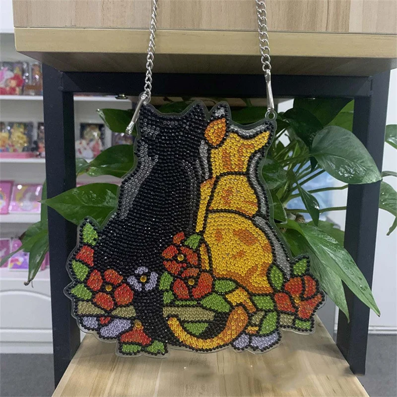5D Diamond Painting Türanhänger 2 Katzen