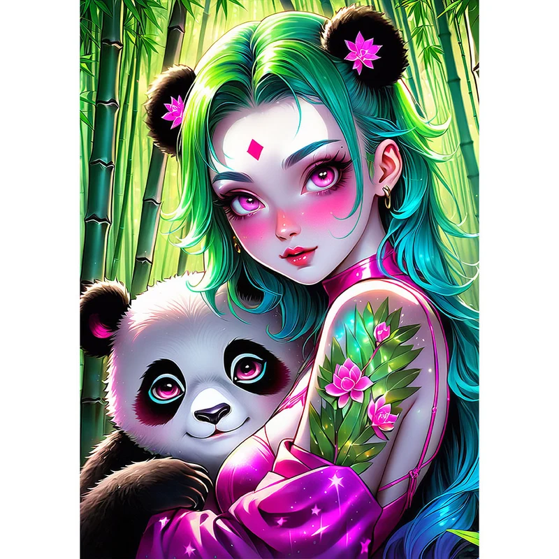 5D Diamond Painting – Mädchen mit Panda