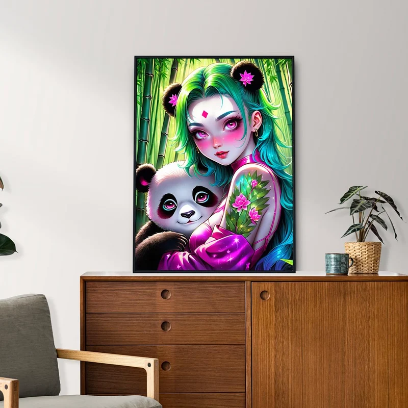 5D Diamond Painting – Mädchen mit Panda