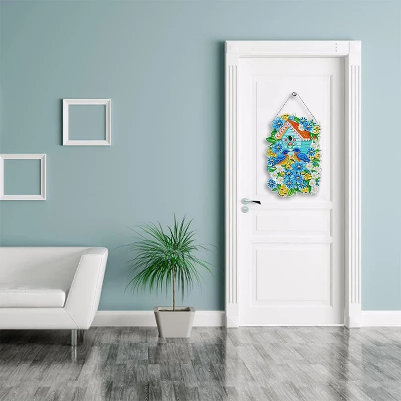5D Diamond Painting Türanhänger Vogelhäuschen mit LED und Anhänger