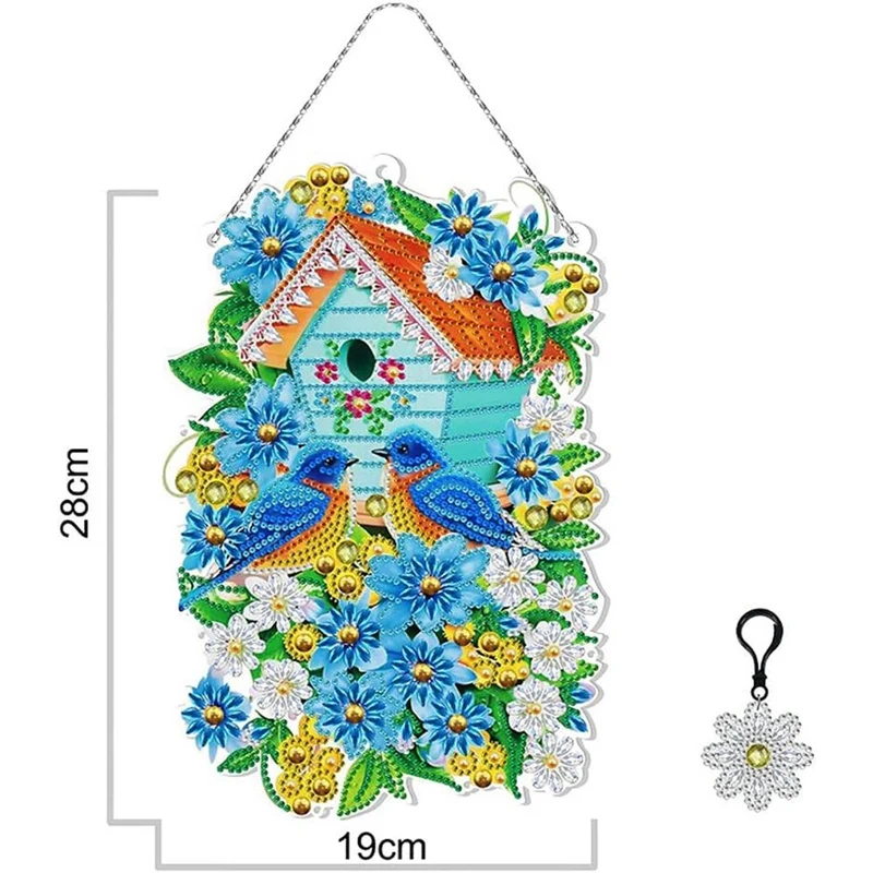 5D Diamond Painting Türanhänger Vogelhäuschen mit LED und Anhänger