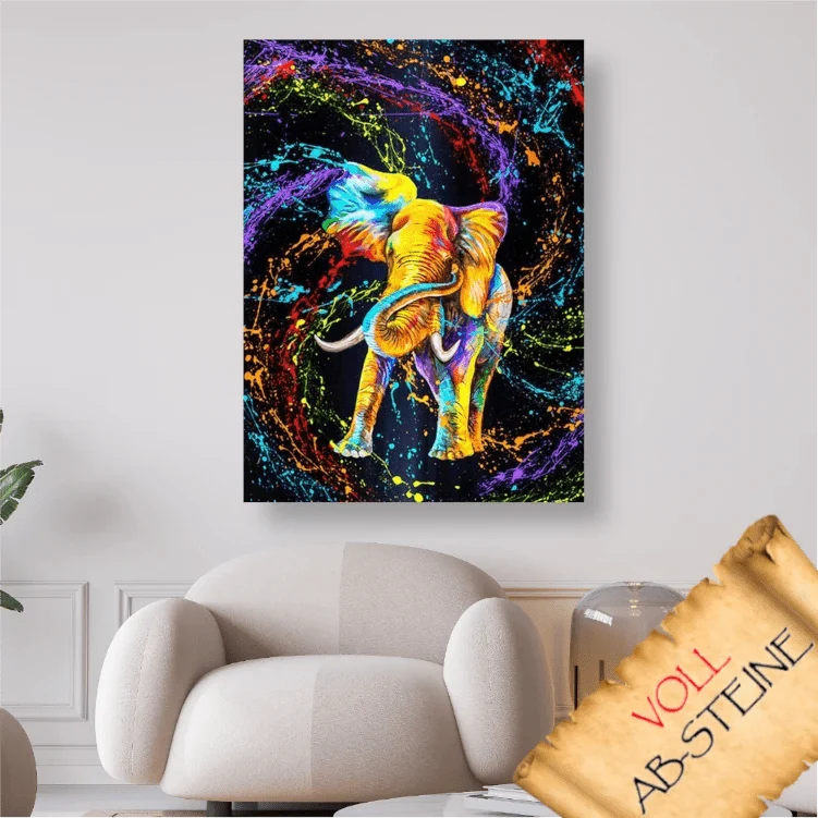 Elefant mit Farbenwirbel - Voll AB 5D DIY Diamond Painting