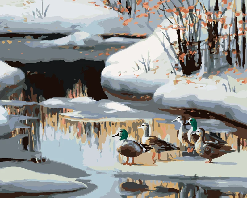 Diamond painting - ENTE AUF EINEM GEFRORENEN FLUSS (D. RUSTY RUST)