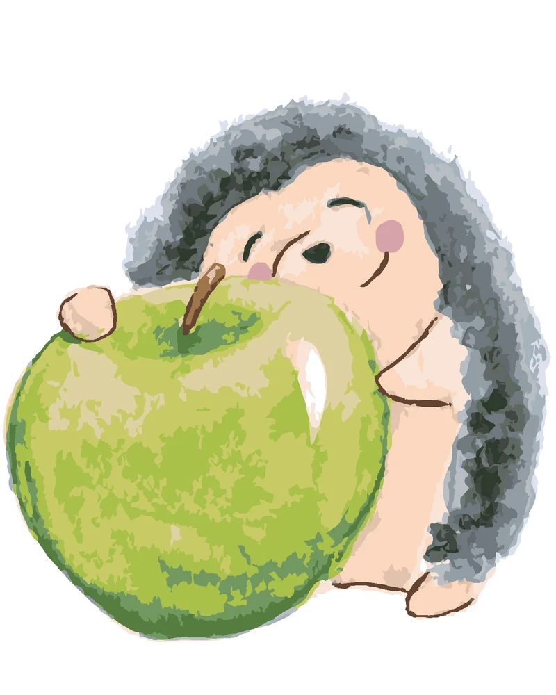 Diamond painting - IGEL MIT APFEL