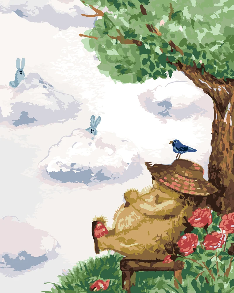Diamond painting - IGEL RUHEND UNTER EINEM BAUM