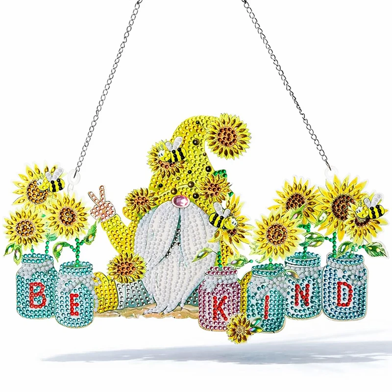 5D Diamond Painting Türanhänger Sonnenblumen Wichtel