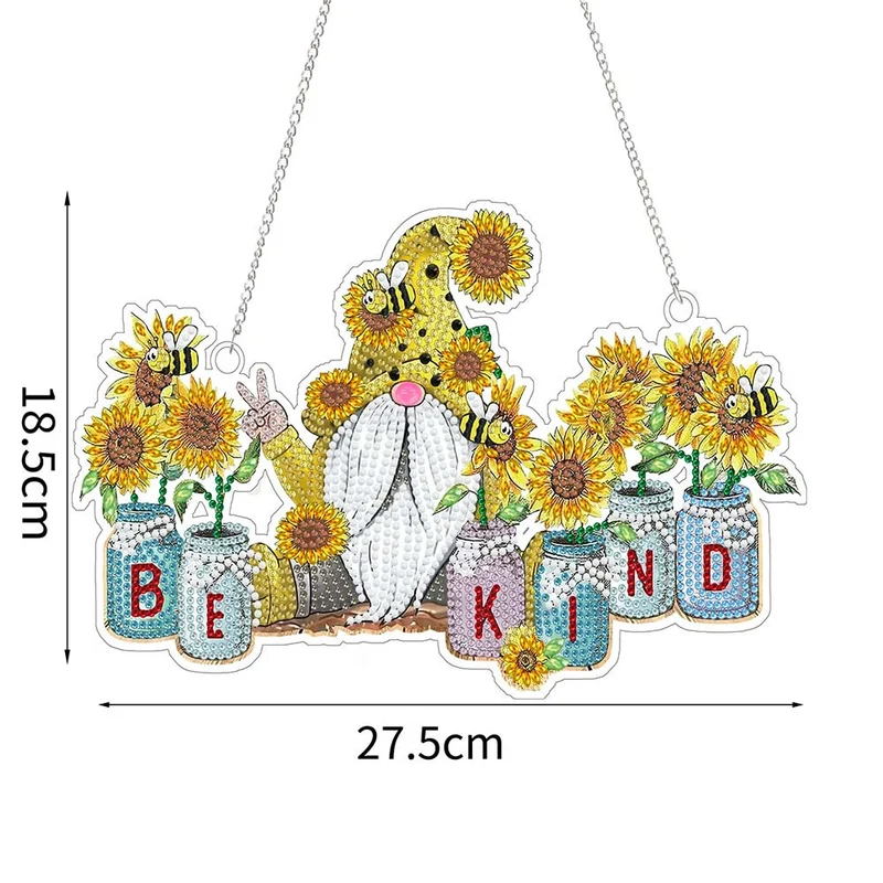 5D Diamond Painting Türanhänger Sonnenblumen Wichtel