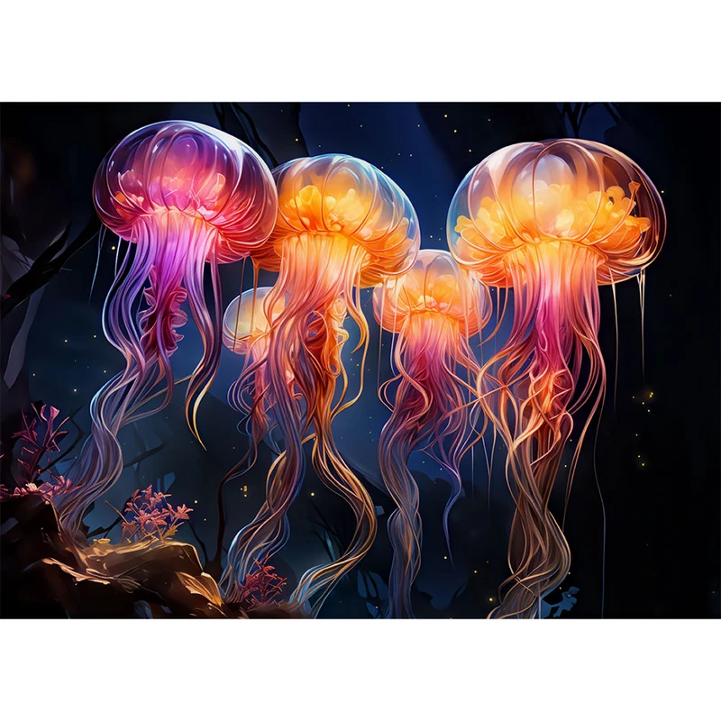 5D Diamond Painting – Leuchtende Quallen