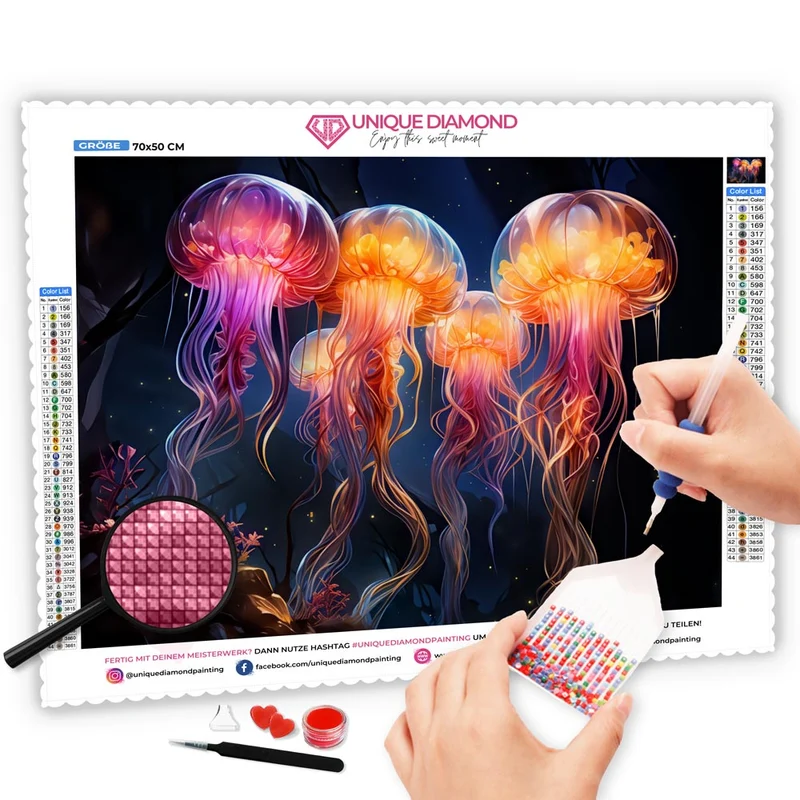 5D Diamond Painting – Leuchtende Quallen