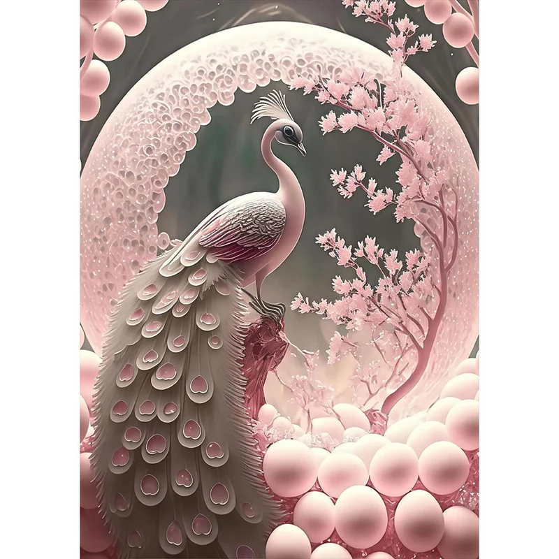 5D Diamond Painting – Pink Peacock