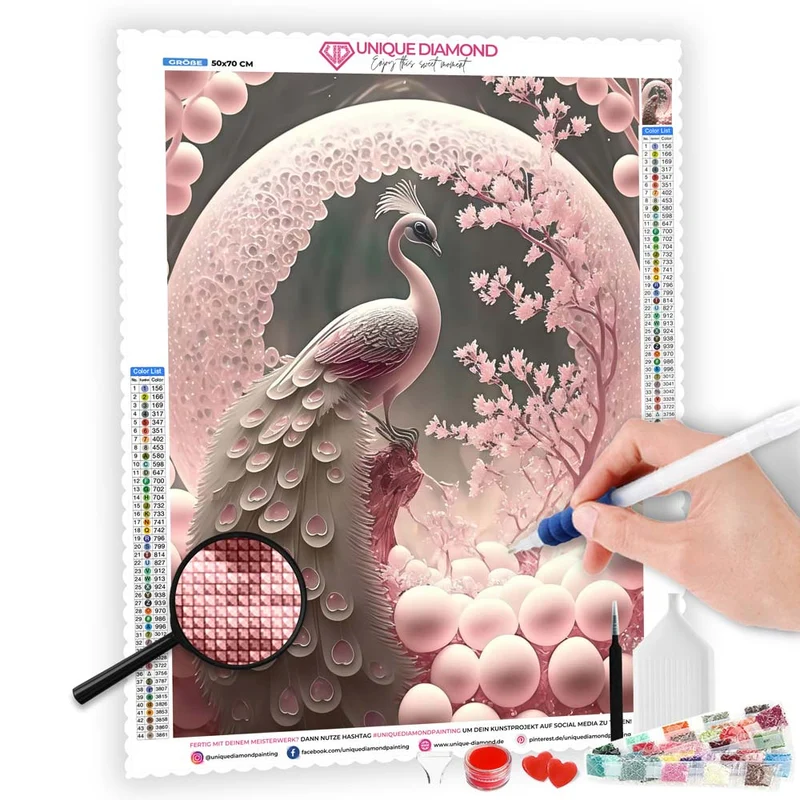 5D Diamond Painting – Pink Peacock
