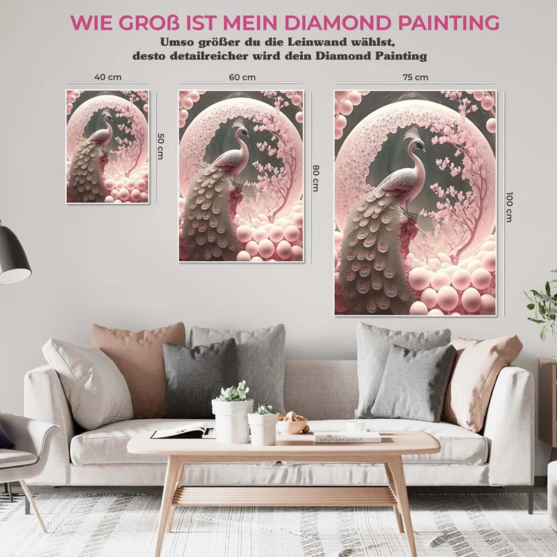 5D Diamond Painting – Pink Peacock