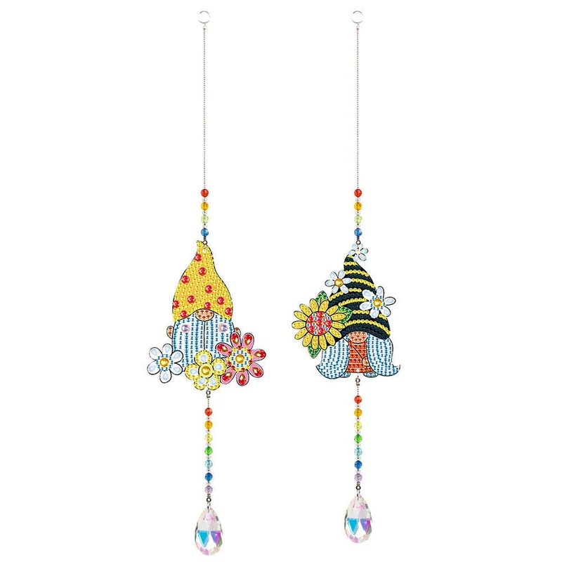 5D Diamond Painting Kristall-Windspiel – Sonnenblumen-Wichtel im Doppelpack