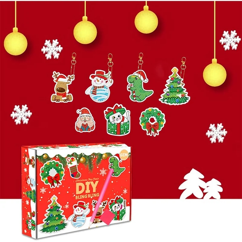 Diamond Painting Schlüsselanhänger Weihnachten 8 Stück