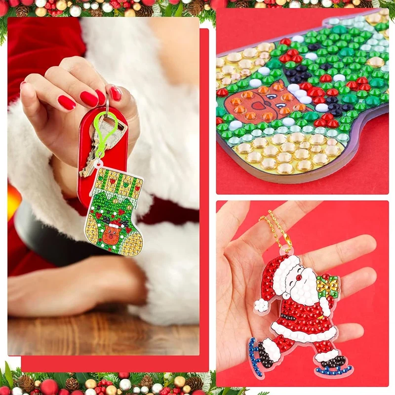 Diamond Painting Schlüsselanhänger Weihnachten 9 Stück