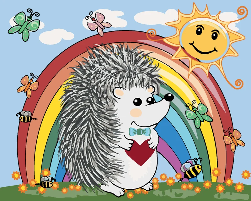Diamond painting - IGEL UND REGENBOGEN