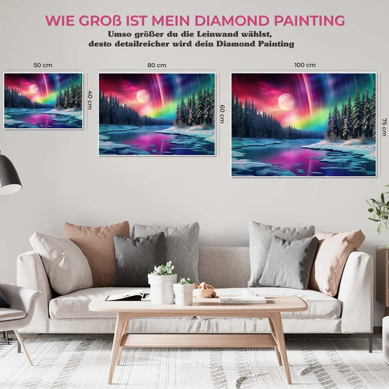5D Diamond Painting – Fluss Mit Polarlichter