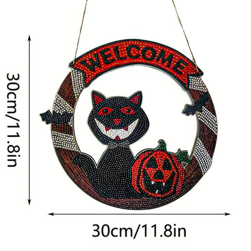 5D Diamond Painting Türanhänger Halloween Katze