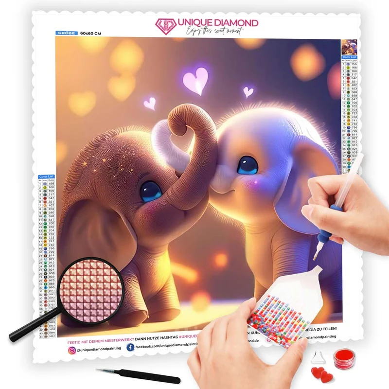 5D Diamond Painting – Elefanten Liebe