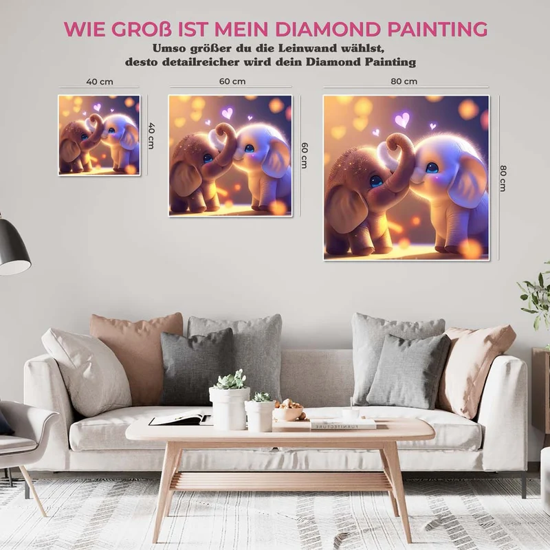 5D Diamond Painting – Elefanten Liebe