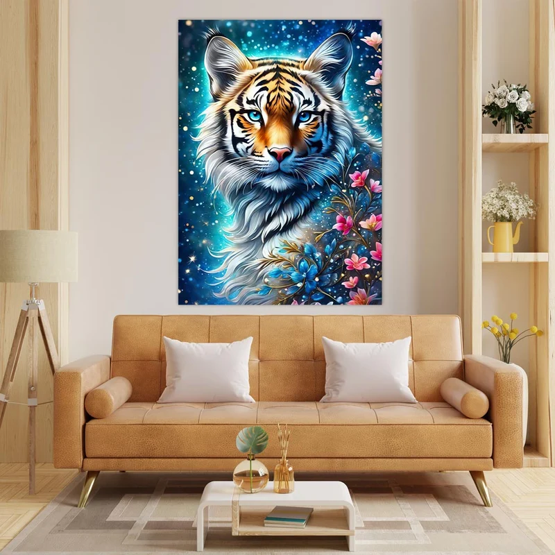 5D Diamond Painting – Tiger Mit Blumen