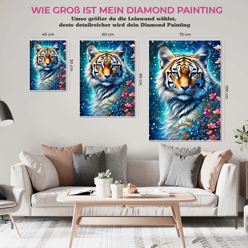 5D Diamond Painting – Tiger Mit Blumen